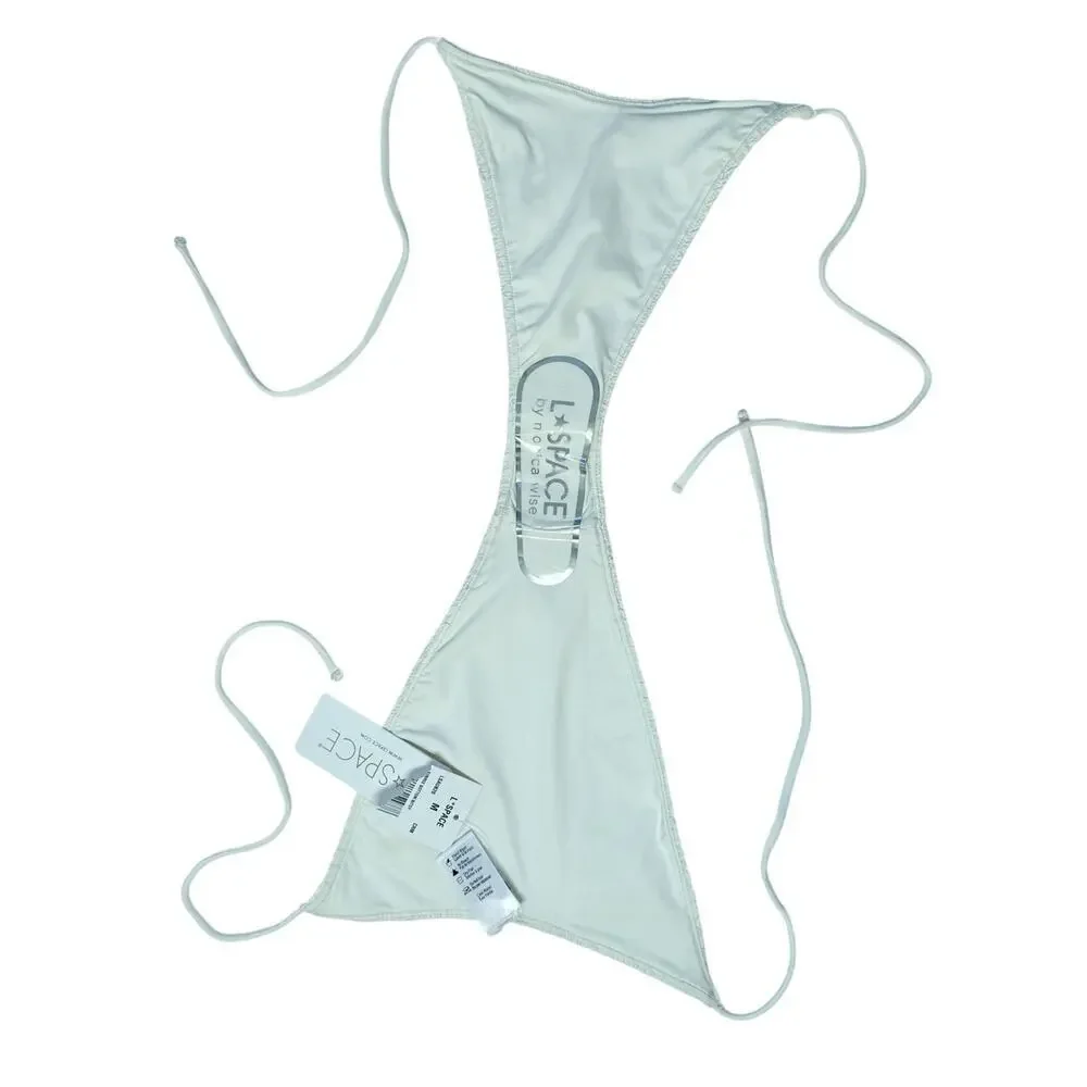 L*SPACE Aubree Bikini Bottom Cream Bitsy Cut Side Tie Ruched Swim M NWT